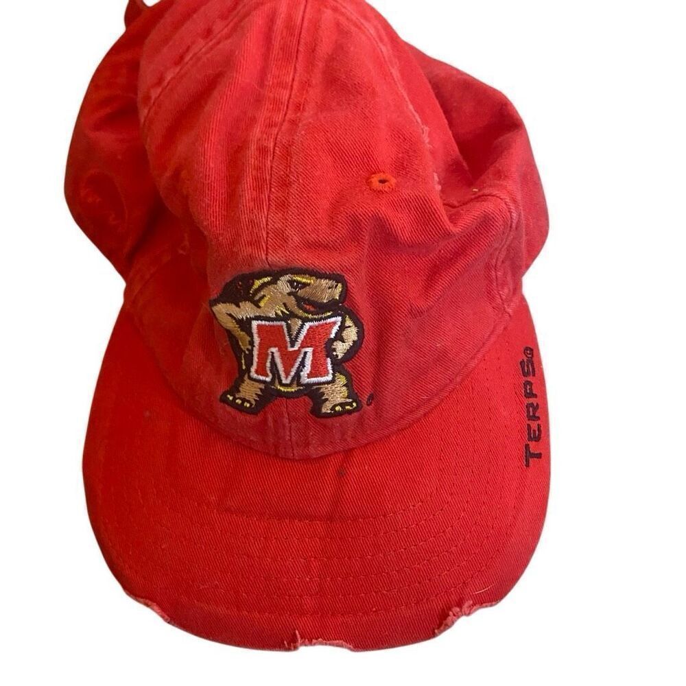 Maryland Terps, baseball hat, red, distressed due to age see photo  one-size-fit